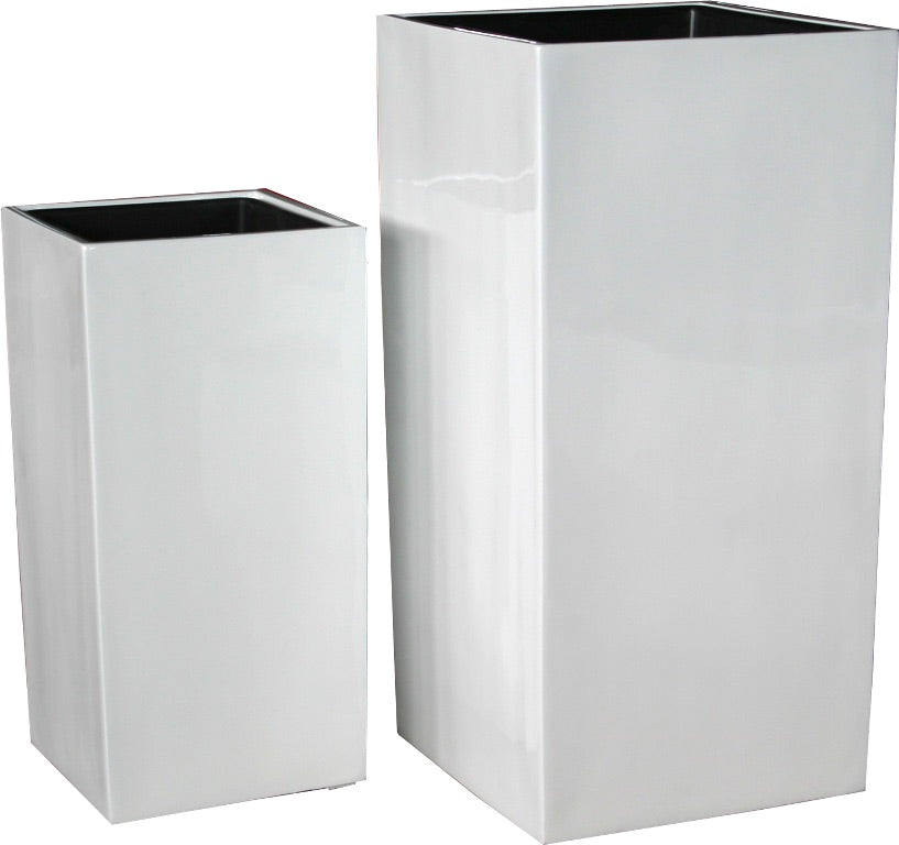 Tall  square white planter (poly